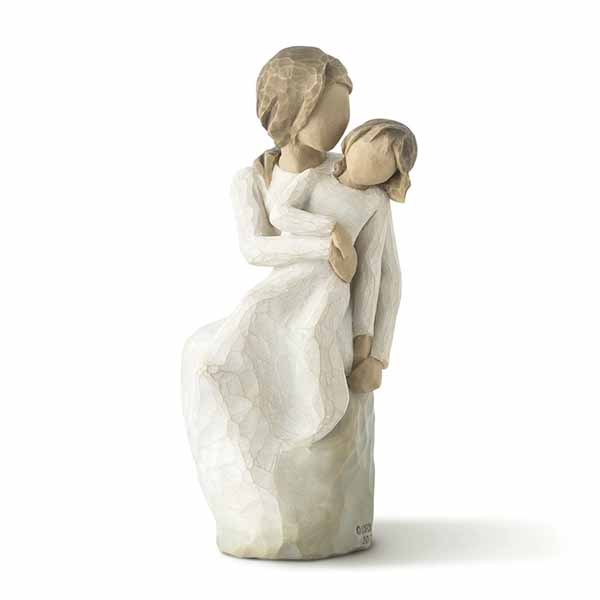 Willow Tree Figurine, MotherDaughter: Laughter with love…always, 6" High 27270. This is a figurine of a young mother sitting on a rock holding her young daughter in her lap 27270