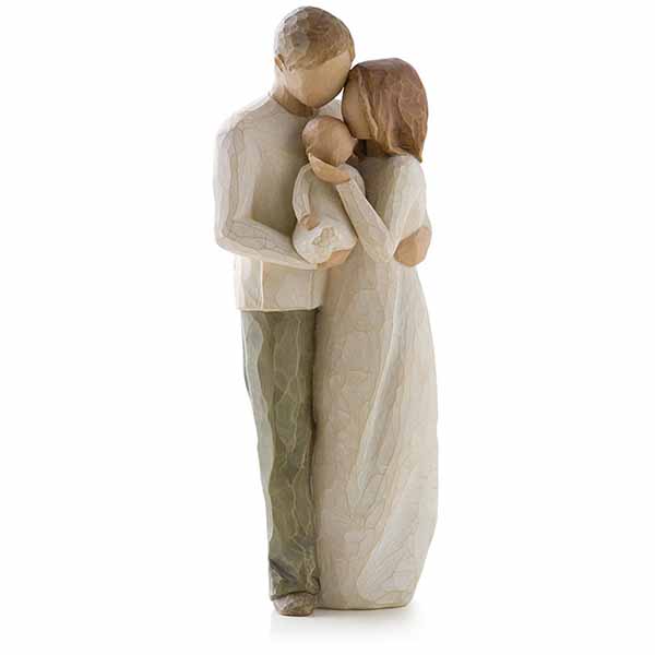 Willow Tree Figurine, Our Gift: Our bright joyful gift!,  8.5" HIGH 26181. This is a Willow Tree figurine of a mother and father holding their small baby 26181 FREE SHIPPING WITH $100.00 ORDERS